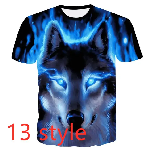 Summer Thin Men's Animal Wolf 3D Digital Printing Short-sleeved T-shirt