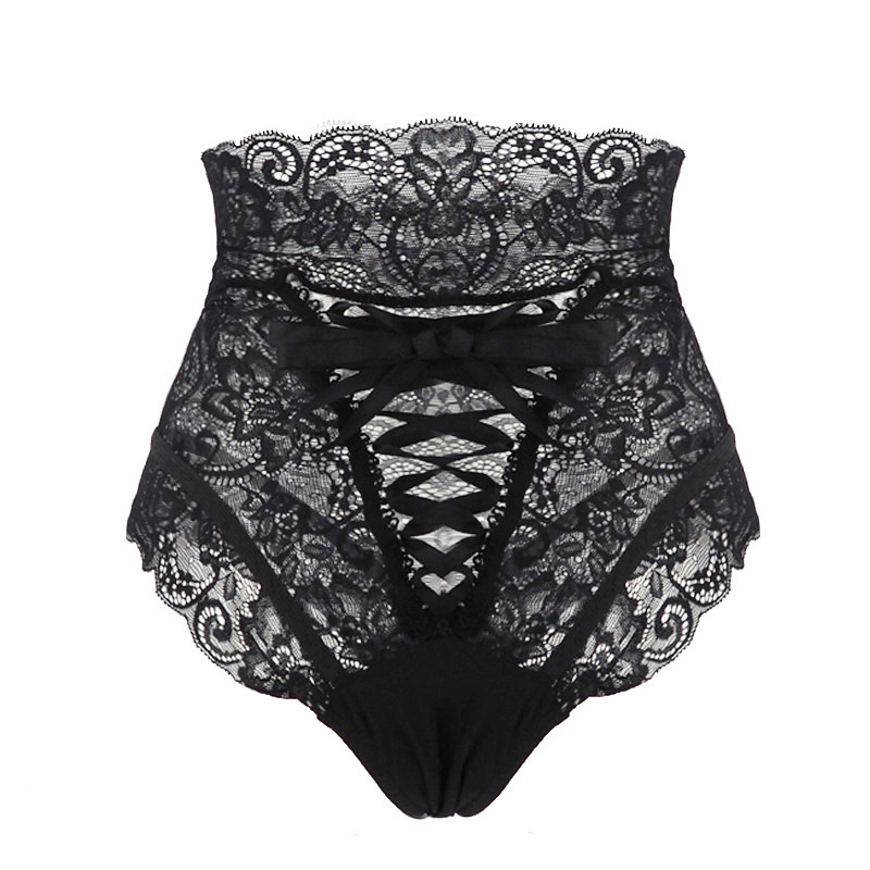 HighWaist Lace Panties Thongs Women Underwear Lingerie Black - Shop at LoveMi