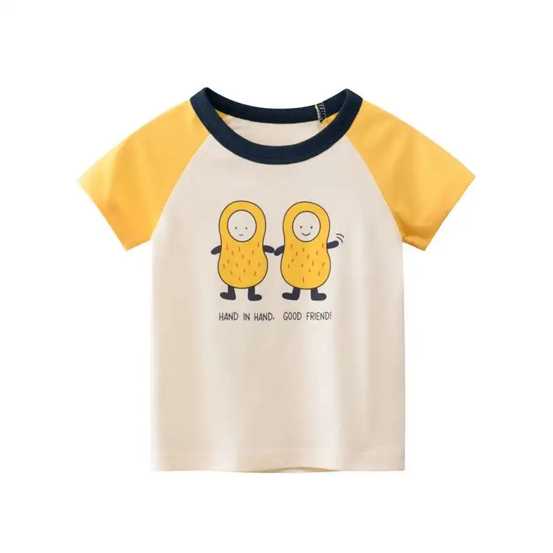 Short-sleeved T-shirt Western Style Cotton Baby Girl Round Neck Top