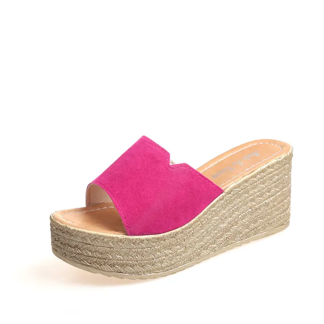 Slippers Women Summer New Style Korean Beach Shoes High Heels Red - Shop at LoveMi