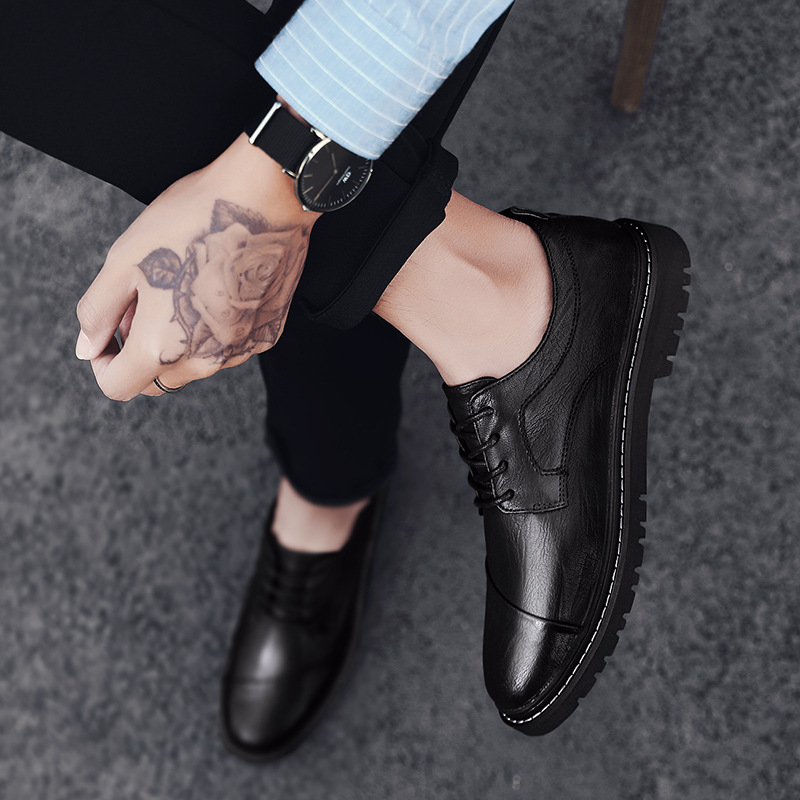 New Martin Shoes Korean Version Of The Trend Of Casual Small Leather Shoes Men'S Breathable Business Leather Shoes Youth All-Match Trendy Shoes