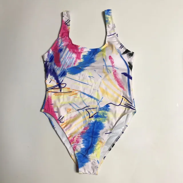 Ladies One piece Swimsuit Graffiti Printed Bikini Plus Size Bikini White - Shop at LoveMi