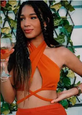 Net Celebrity With The Same Temperament Halter Neck Halter Sexy Navel Short Vest Short T - Orange