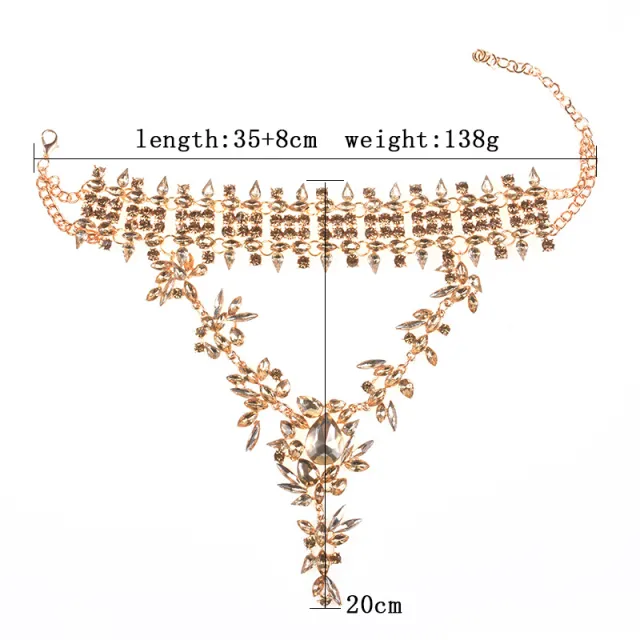 FallWinter Classic European And American Big Brand Full Rhinestone Drop Pendant Exaggerated Necklace Clavicle Chain Clothing Accessories Champagne - Shop at LoveMi