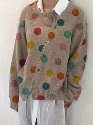 Title 3, Langarmpullover mit Polka Dot-Print und Strickj...