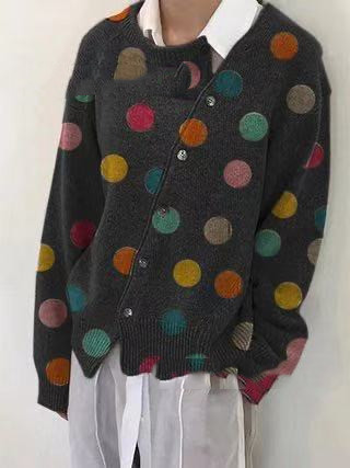 Title 2, Langarmpullover mit Polka Dot-Print und Strickj...