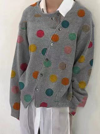 Title 6, Langarmpullover mit Polka Dot-Print und Strickj...