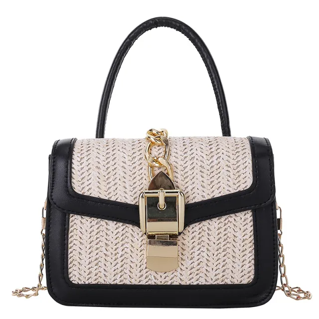 Women'S Ins Straw Woven Portable Small Bag Black - Shop at LoveMi