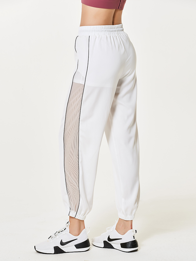 Women's White Patchwork Breathable Thin Sweatpants