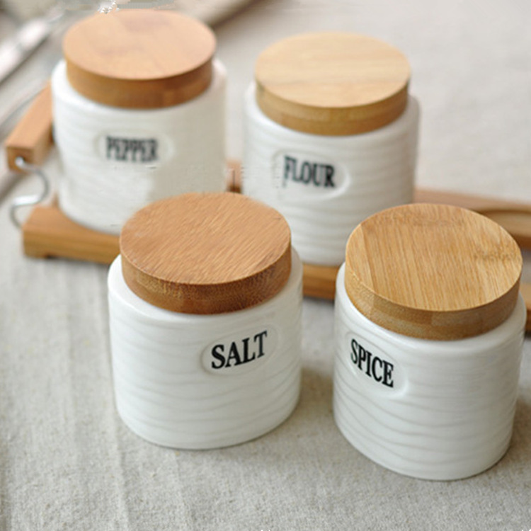 Title 5, New Pure White Ceramic Seasoning Pot Set