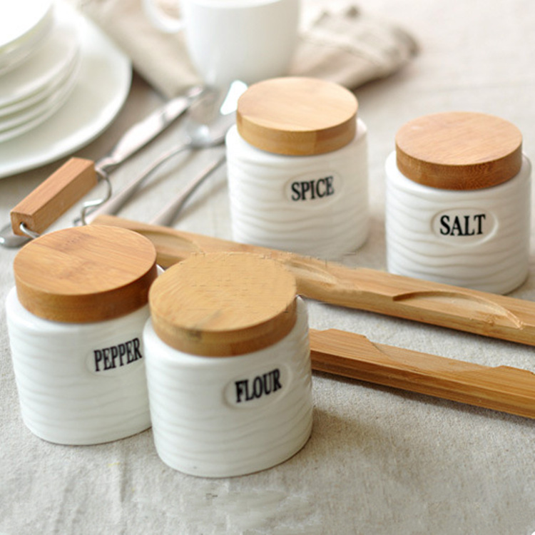 Title 4, New Pure White Ceramic Seasoning Pot Set