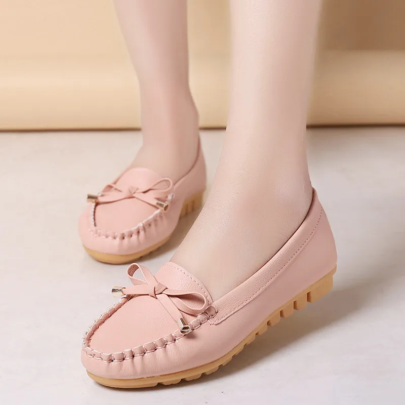 Flat Heel Pumps Single Shoes Flat Women's Shoes Student Peas Shoes - Pink