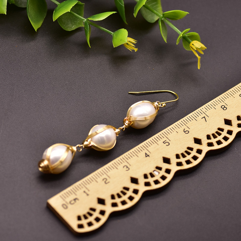 925 Silver Natural Freshwater Pearl Wrap Earrings