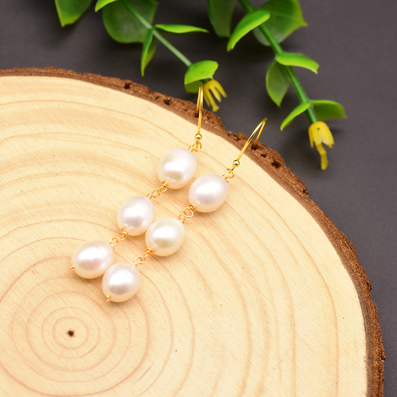 Pure Natural Pearl Earrings Long