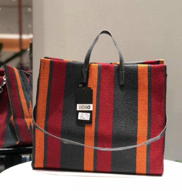 European And American Retro Large-Capacity Canvas Shoulder Bag Popular Stripe All-Match Shoulder Tote Bag