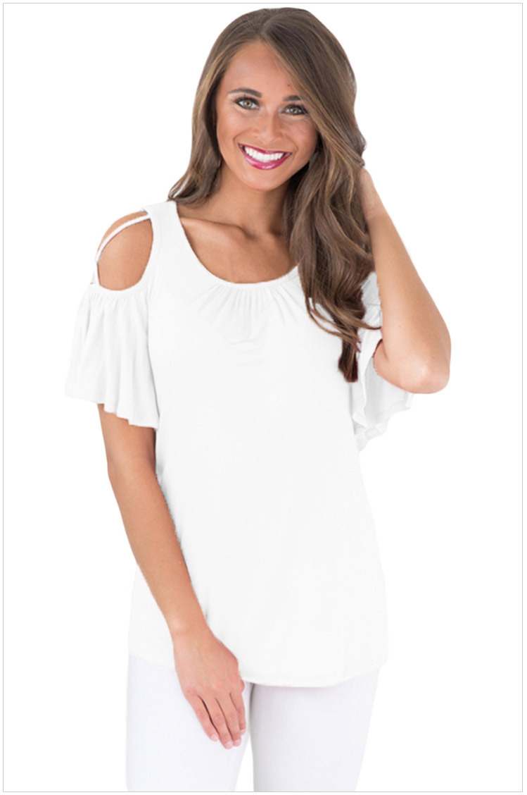 Summer New Round Neck Strapless Cross Strap Short-sleeved T-shirt Women
