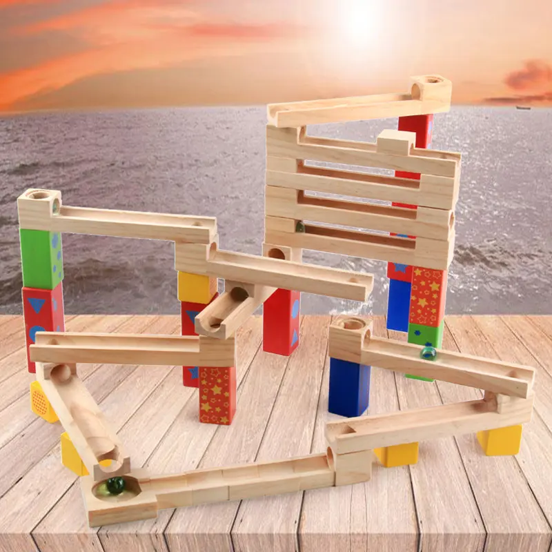 Children's Educational Parent-child Ball Track Slide Blocks Stacking High