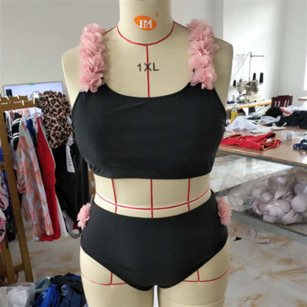 Title 4, Ladies Split Swimsuit, Petals Hand-Sewn And Fat...