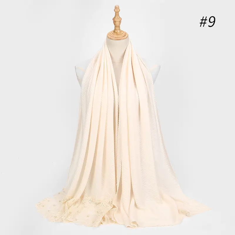 Baotou Bib Multi-Purpose Scarf, Long Lace Stitching Nail Pearl Elegant Long Scarf