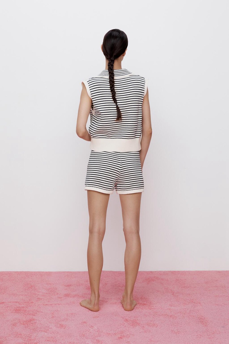 Women's Knitted Vest Shorts Casual Suit