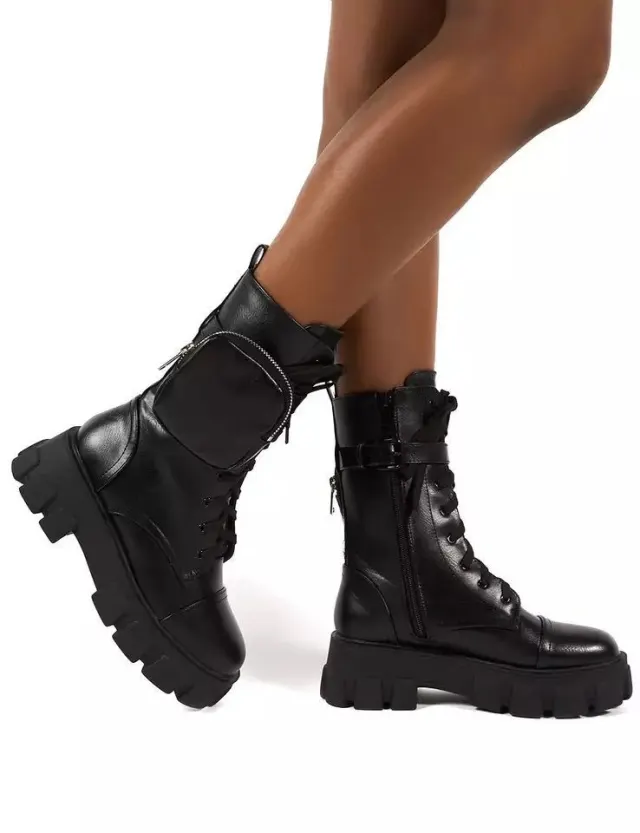 Martin Boots Women's Winter Shoes Deep Mouth New Casual Warm And Velvet High Top Ankle Boots Black - Shop at LoveMi