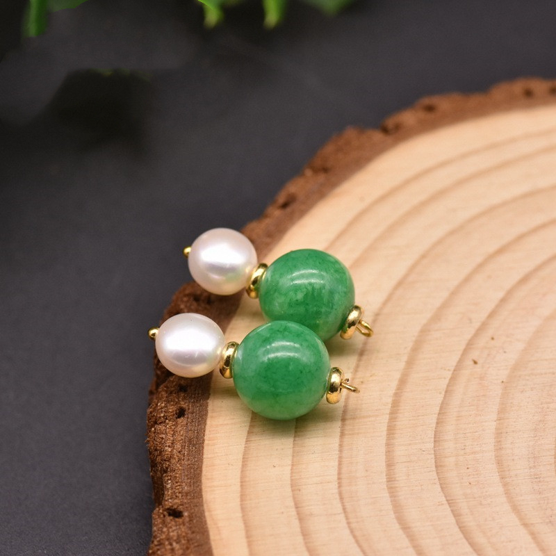 Natural Green Jade Baroque Pearl  Earrings