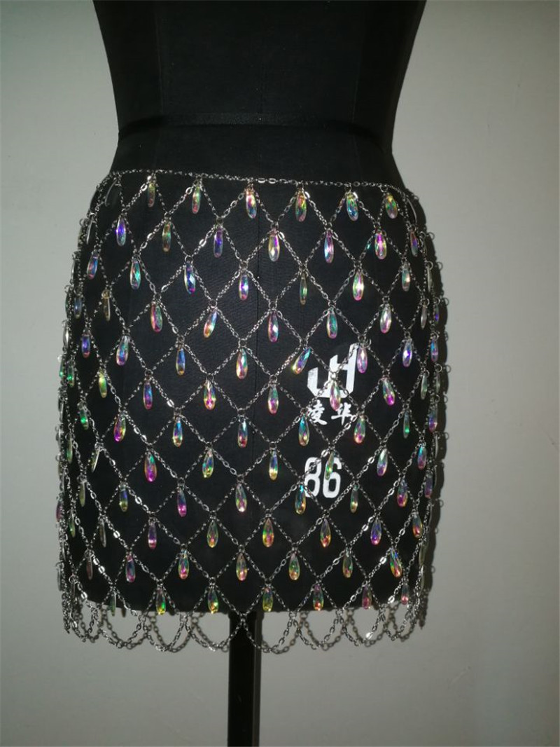 Cutout Sparkling Crystal And Gem Pendant Skirt Black - Shop at LoveMi