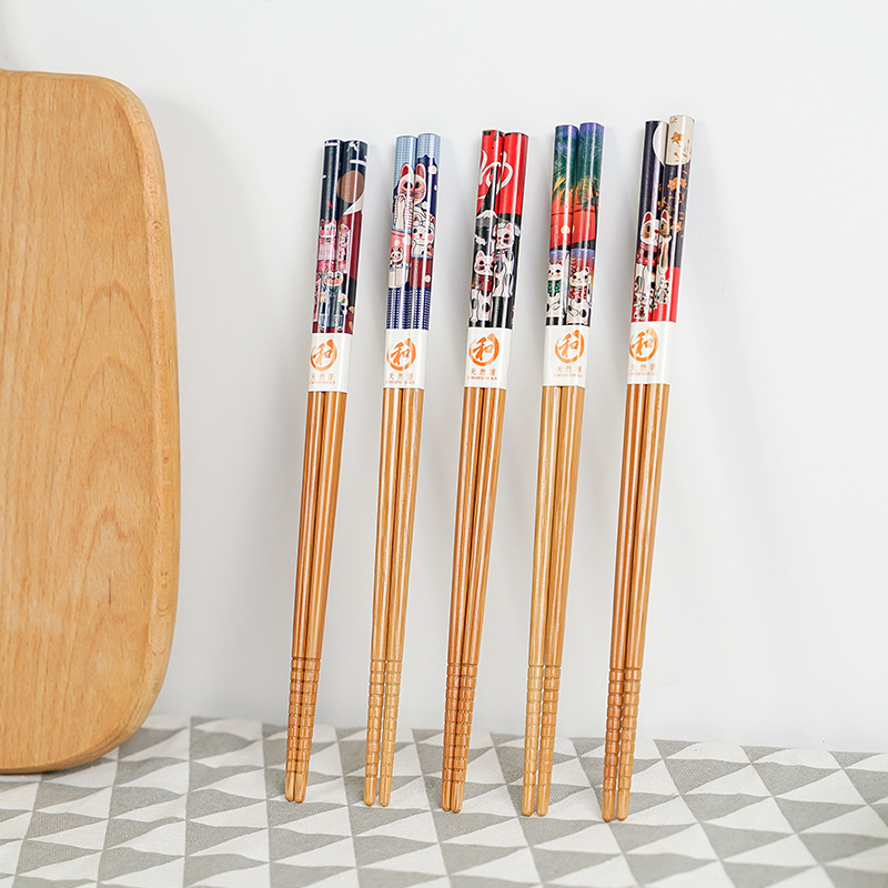 Cartoon Cute Bamboo Chopsticks Five Pairs Set Gift Box Chopsticks