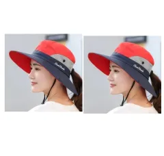 Outdoor Sunshade Hat Couple Fisherman's Hat - Red 2Pcs - View 1