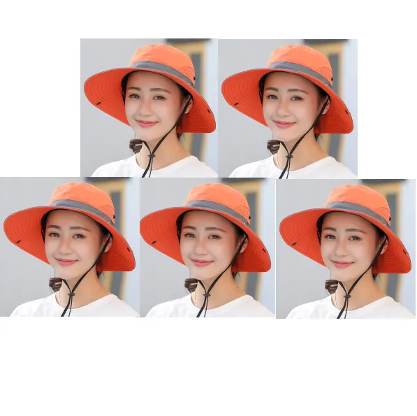 Outdoor Sunshade Hat Couple Fisherman's Hat Orange 5Pcs - Shop at LoveMi