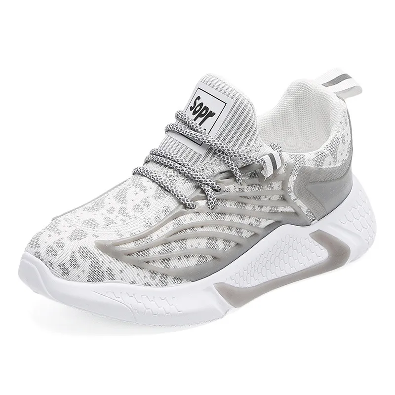 Fashionable And Simple Flying Woven Breathable Sneakers - Grey