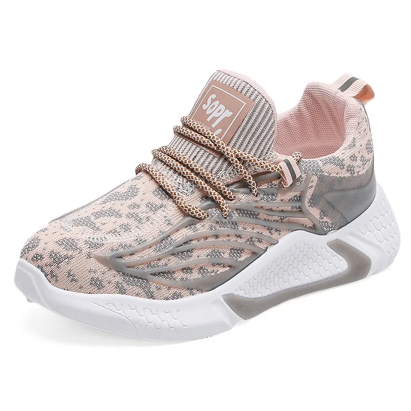 Fashionable And Simple Flying Woven Breathable Sneakers - Pink
