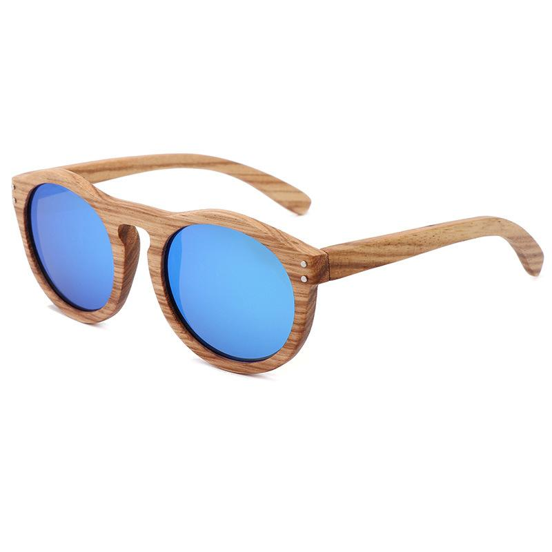 Title 5, Fashion Polarized Bamboo Wood Glasses Round Frame