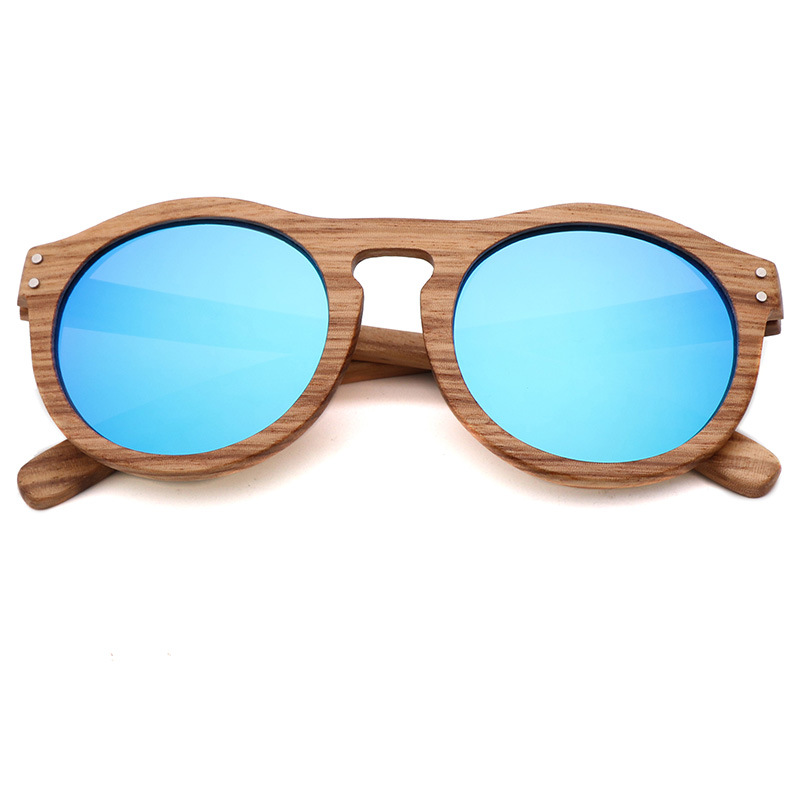 Title 7, Fashion Polarized Bamboo Wood Glasses Round Frame