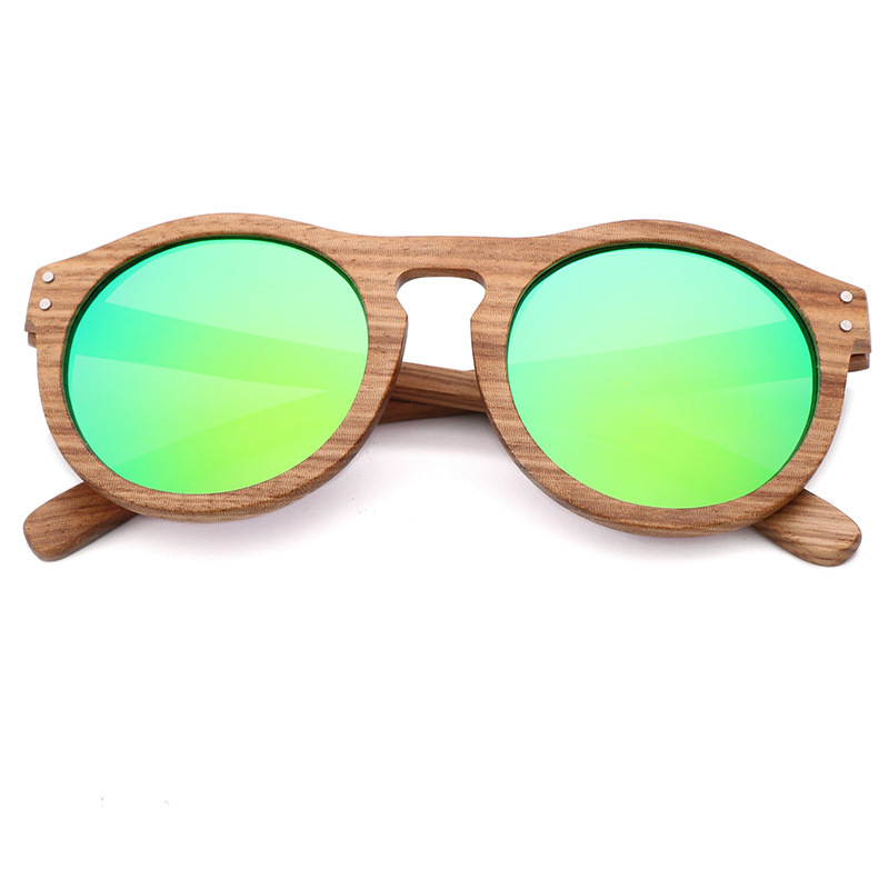 Title 9, Fashion Polarized Bamboo Wood Glasses Round Frame