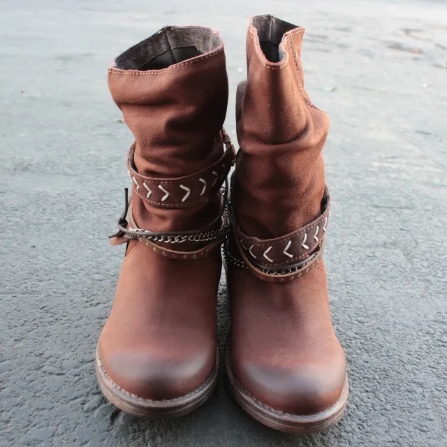 European And American Fashion Short tube Women's Boots Brown - Shop at LoveMi