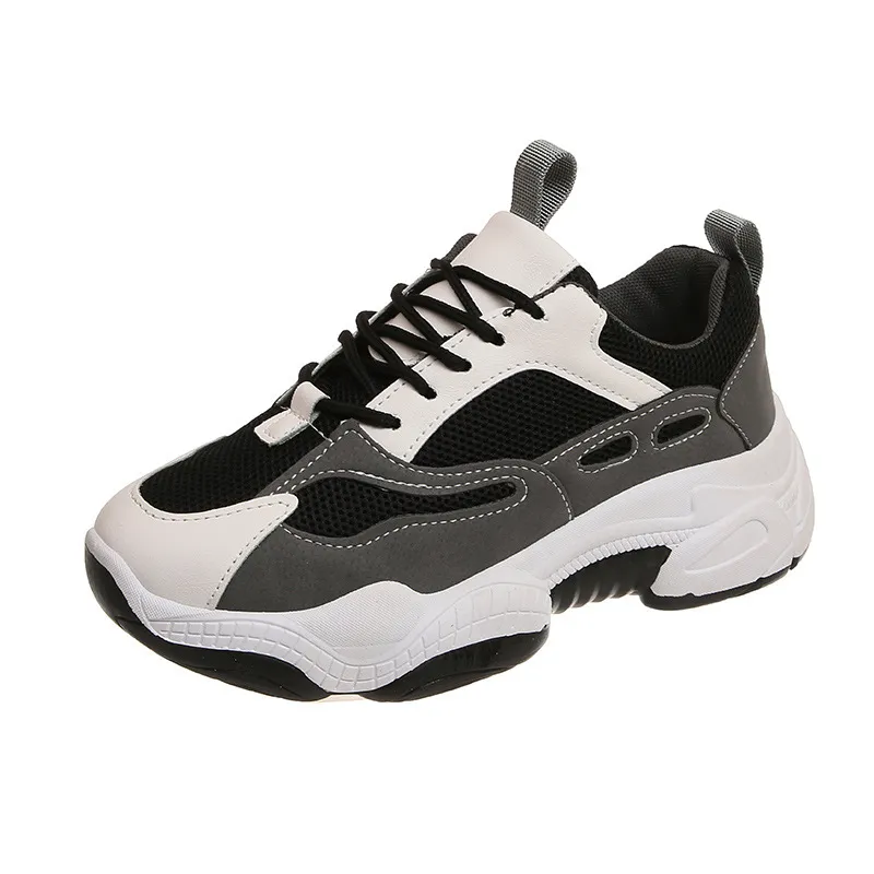 Fashion All-match Lace-up Running Sneakers - Black