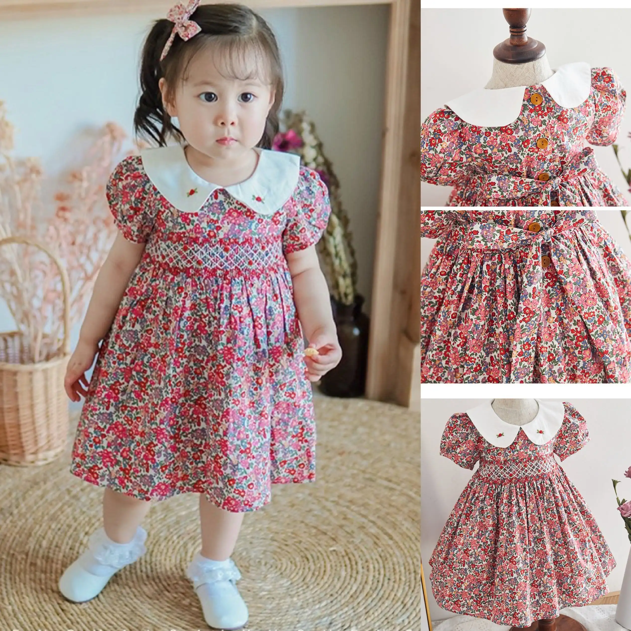 Princess Girl Dress Ins Cotton Lining Peter Pan Collar