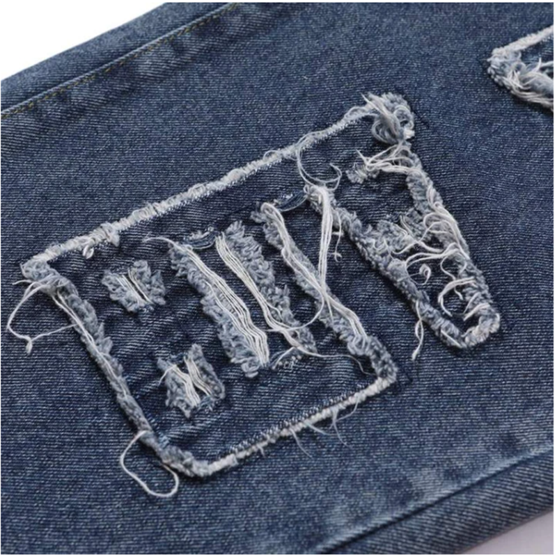 Burnt-out Technology Loose Straight-leg Jeans
