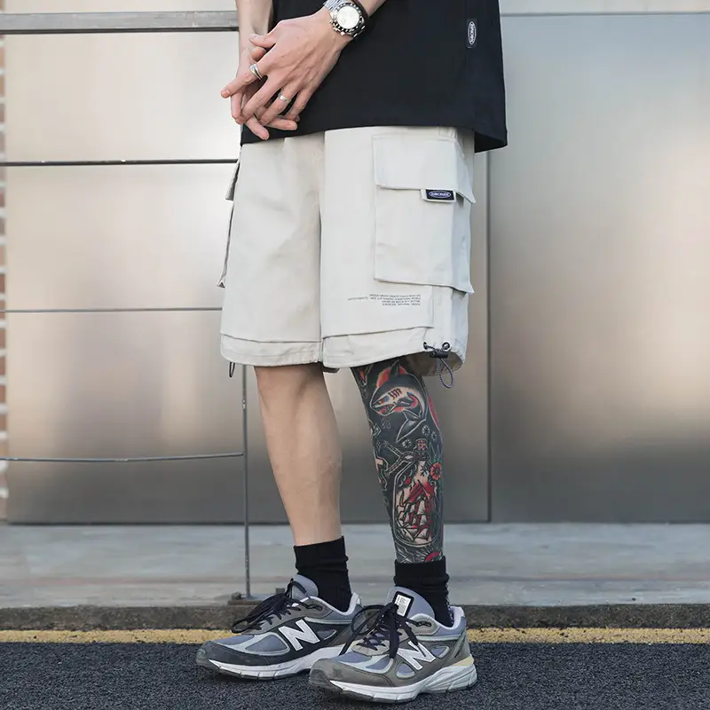 Pocket Loose Casual Straight Five-point Pants Drawstring Trousers