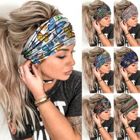 Printed Headband Sports Yoga Fitness Sweat-Absorbent