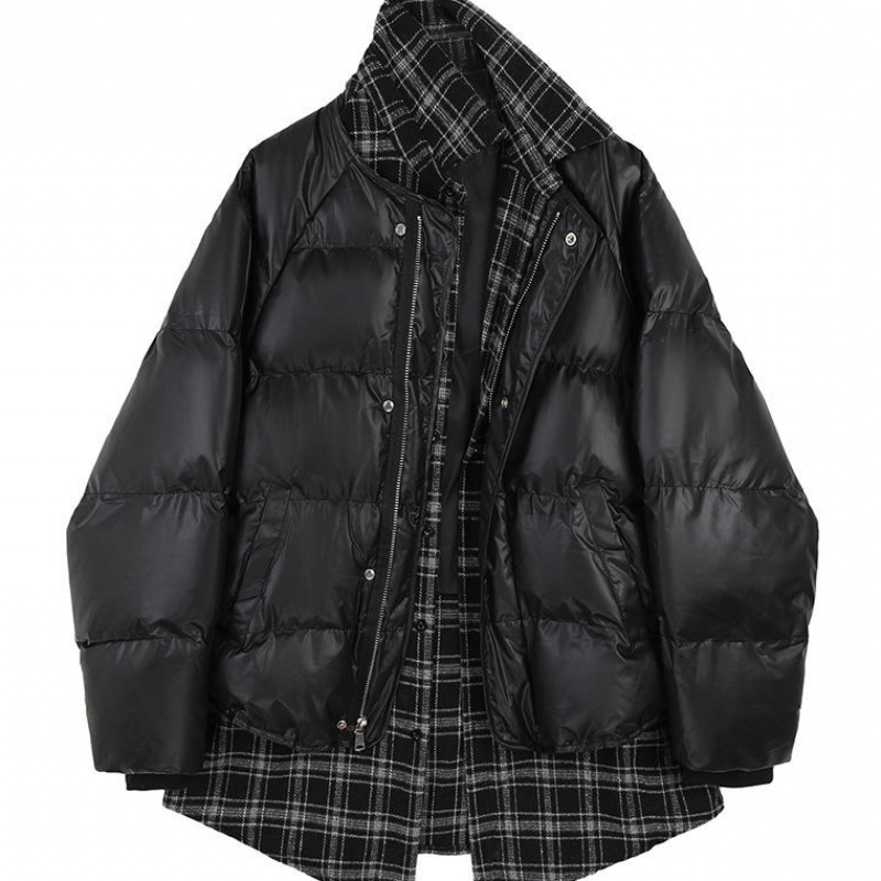 Fake Two-Piece Woolen Plaid Stitching Bread Suit Mew Clothes Women