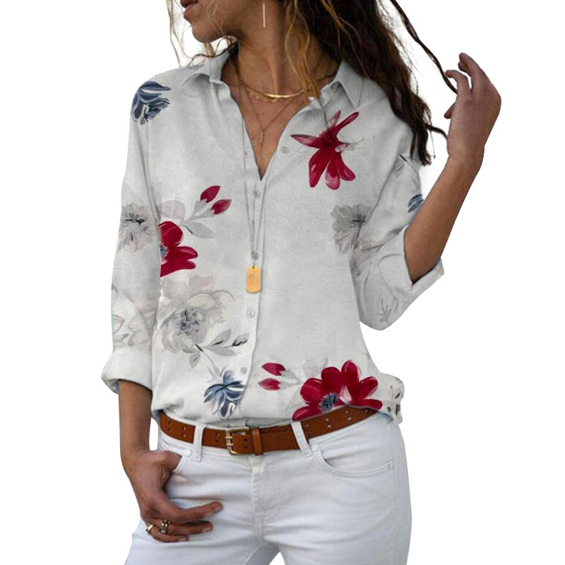 New Style Long-sleeved Shirt Fashion Personality Slim Slimming Women's V-neck Shirt