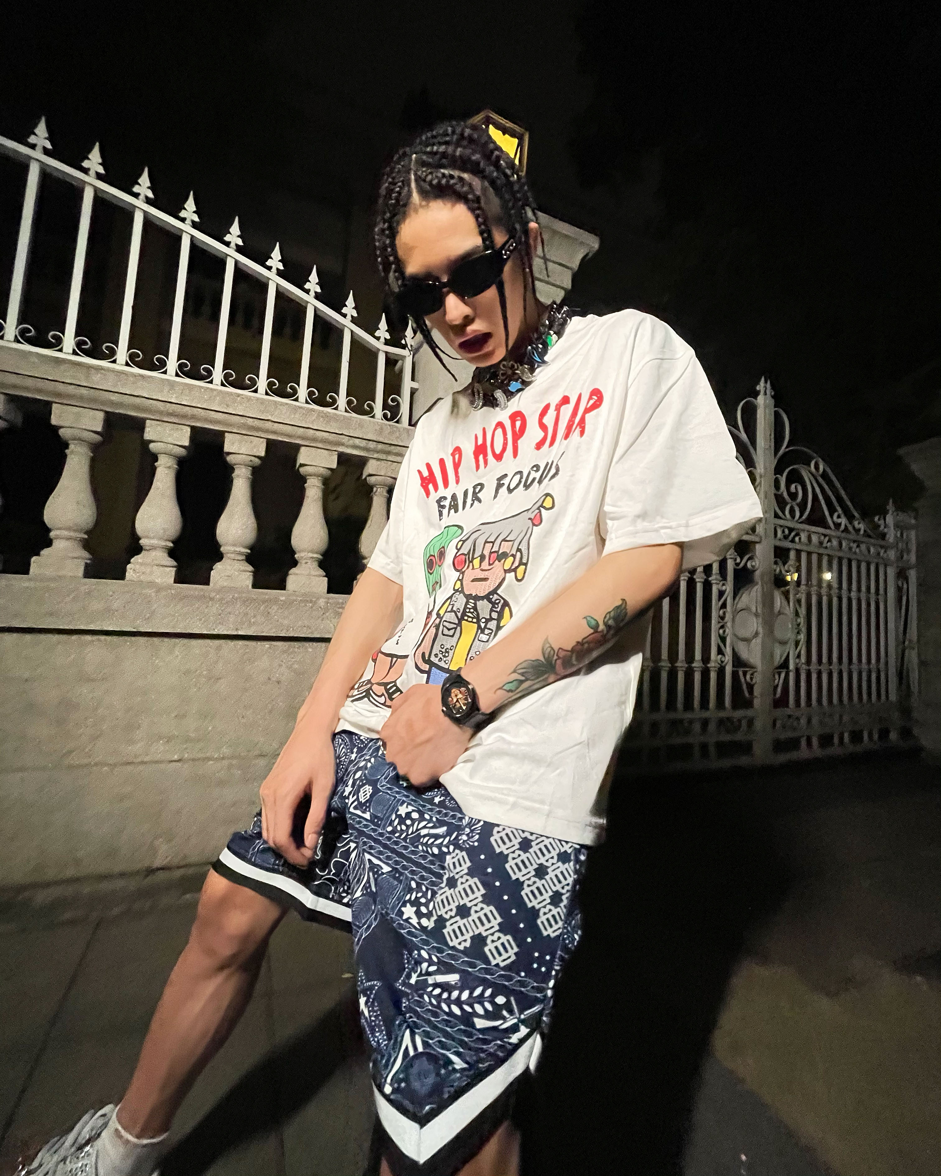 Full-Print Shorts High Street Loose Straight Leg Versatile Couple Wide-Leg Five-Point Pants