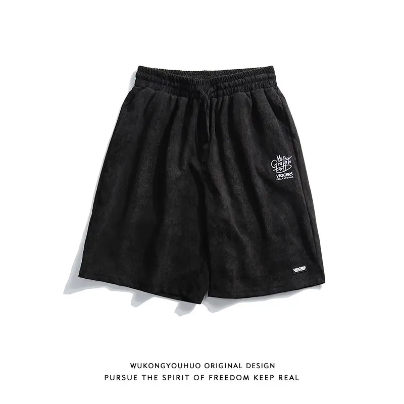 European And American Retro Distressed Corduroy Casual Shorts Men'S Trendy Brand Street Loose Sports Five-Point Trendy Pants