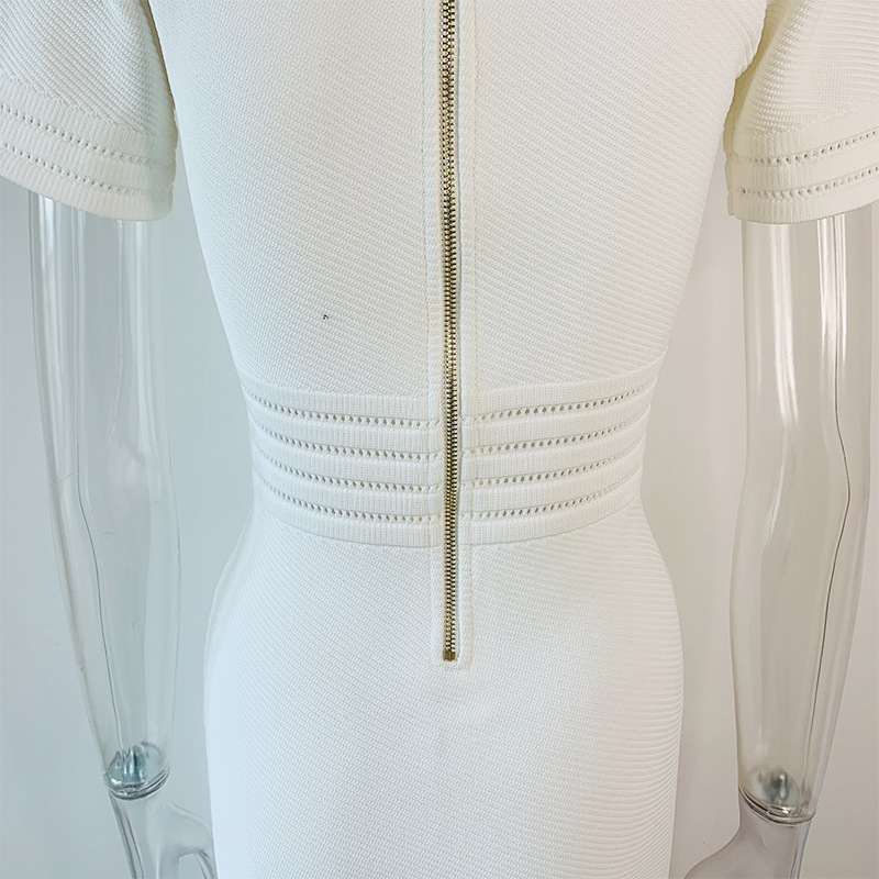 High-Waist V-Neck Knit Dress