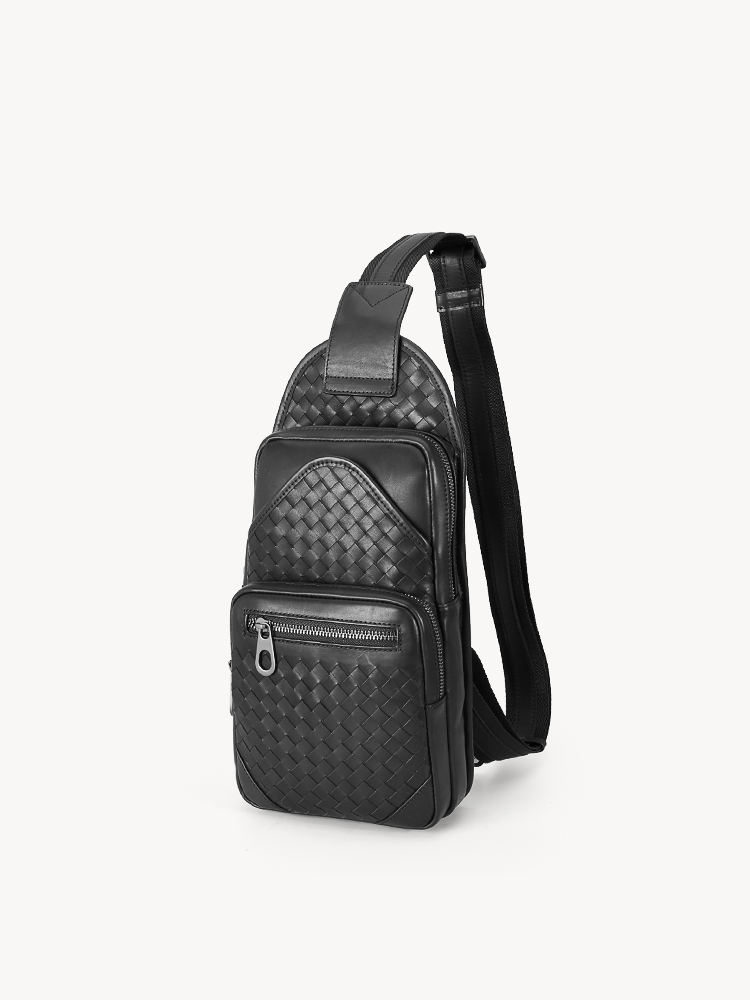 حقيبة صدر جلد عجل مشمع للرجال