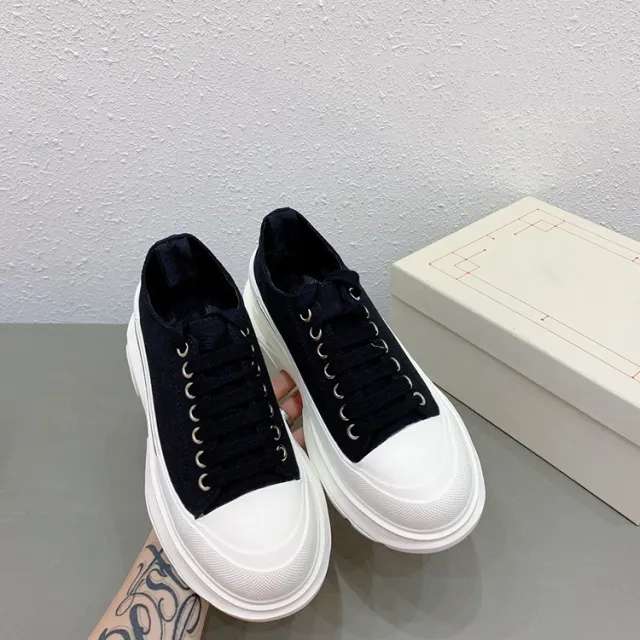 Daddy Shoes, Casual Sports Shoes, Thick Soled Sponge Cake, Increased Canvas Black - Shop at LoveMi