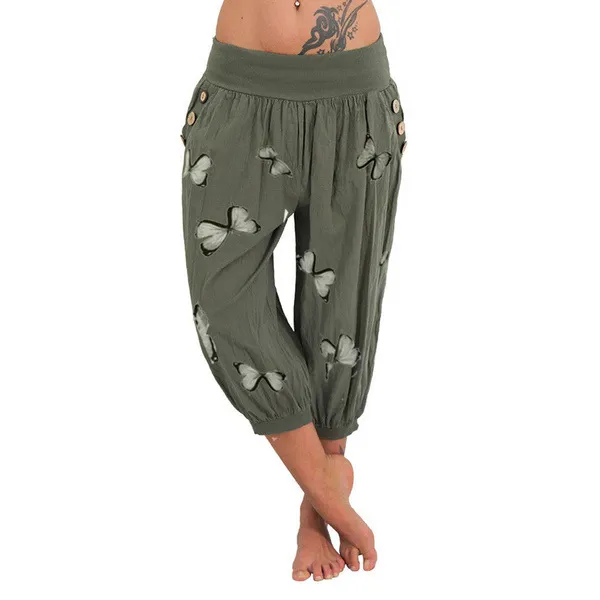 Fashion Printed High Waist Pocket Bloomers Army Green - Shop at LoveMi