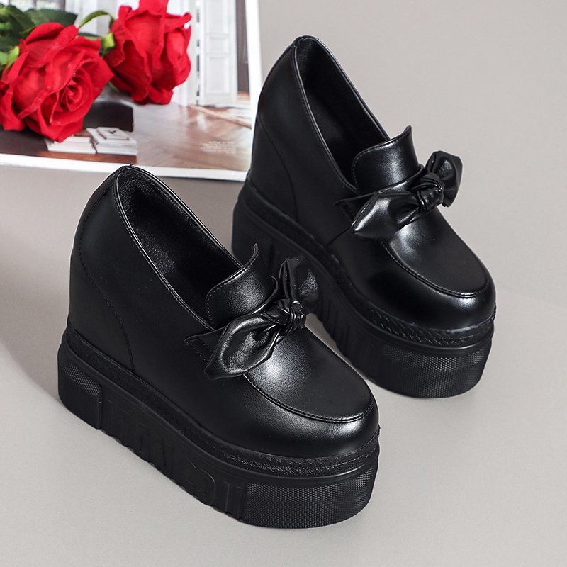 Korean Version Of Sweet And Fashionable Flat bottomed Bow knot Shoes Black - Shop at LoveMi